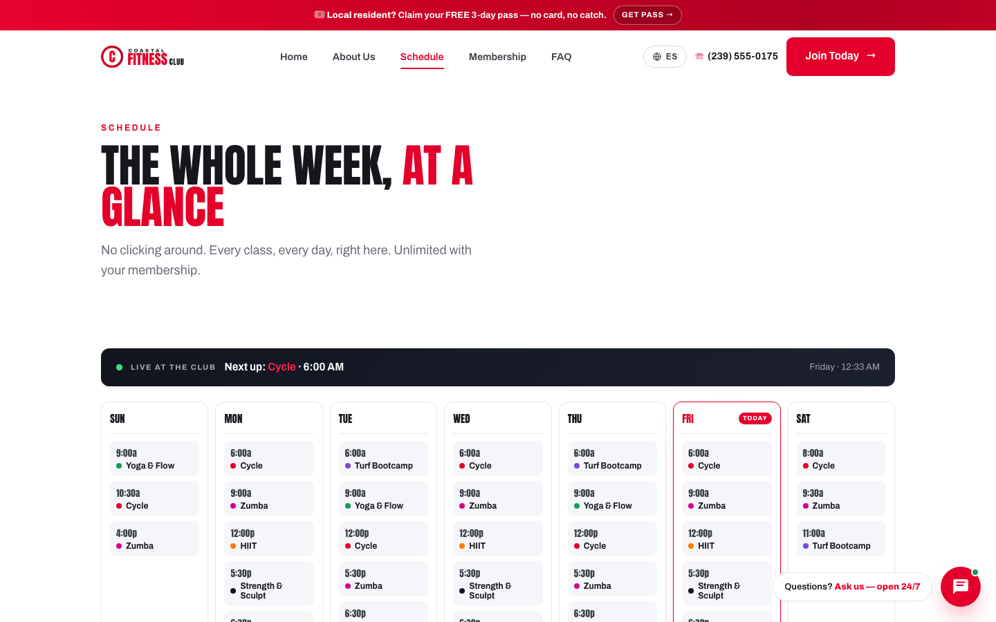 Customers booking classes online, day or night