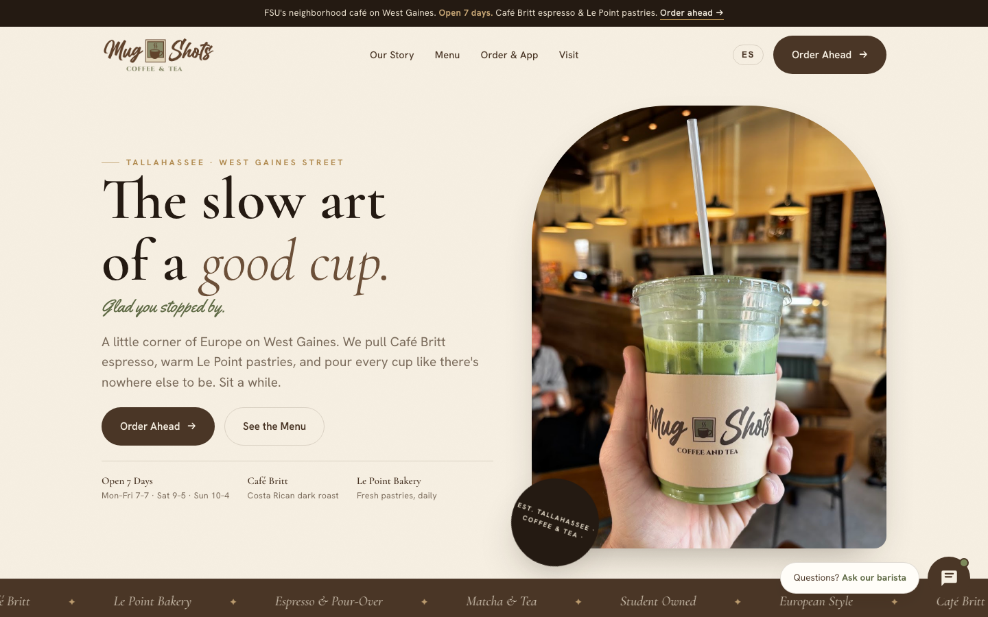 Mug Shots Coffee website