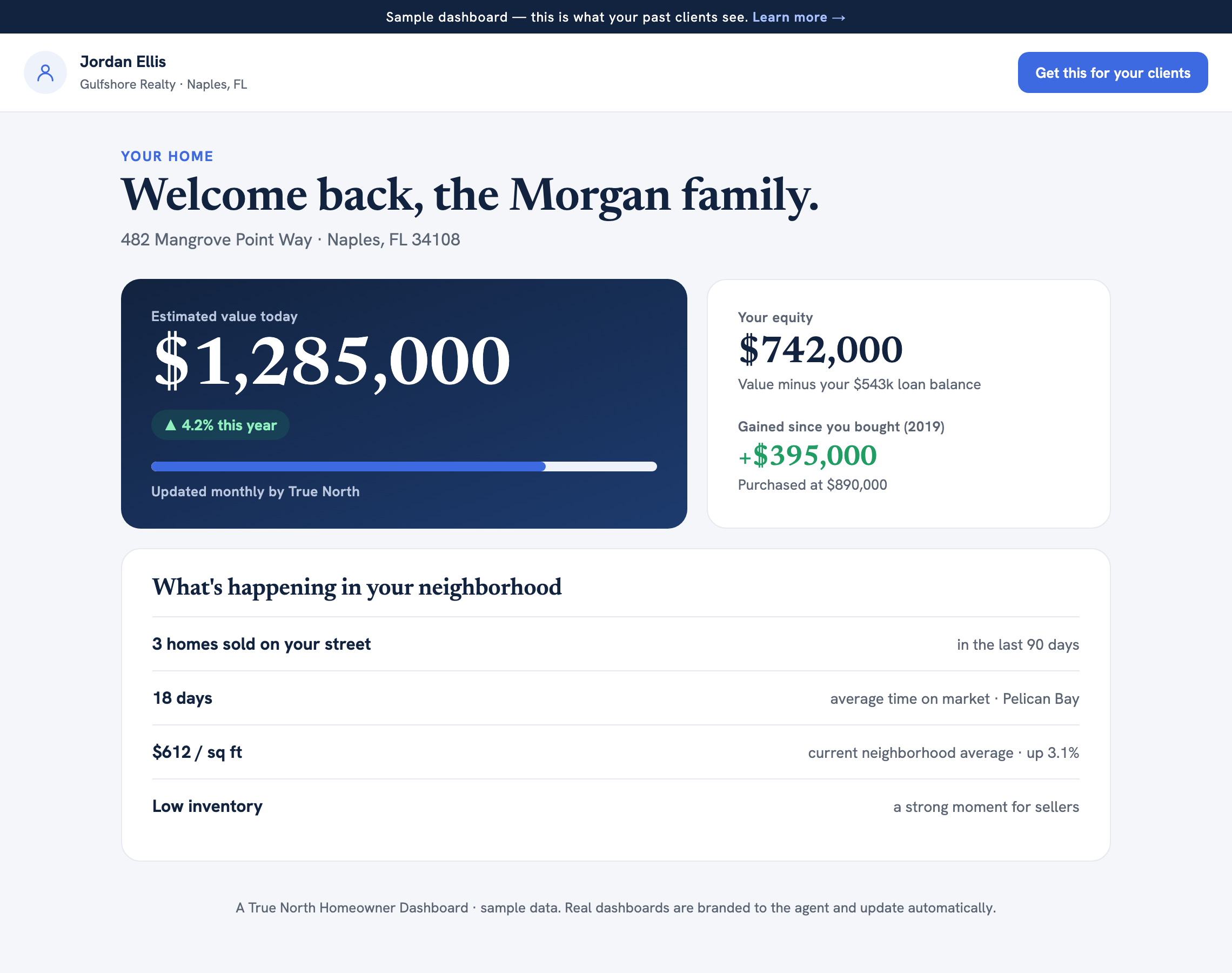 Homeowner Dashboard example