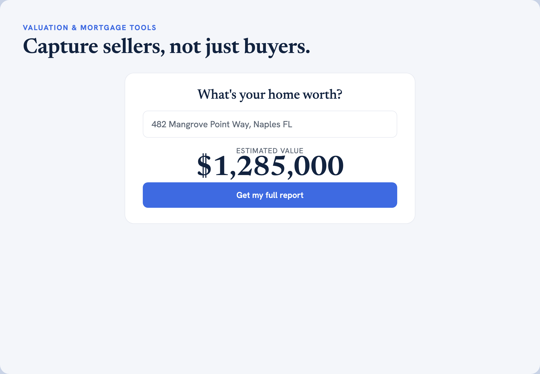 Valuation & Mortgage Tools example